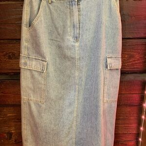 Denim Cargo Skirt with Pockets
